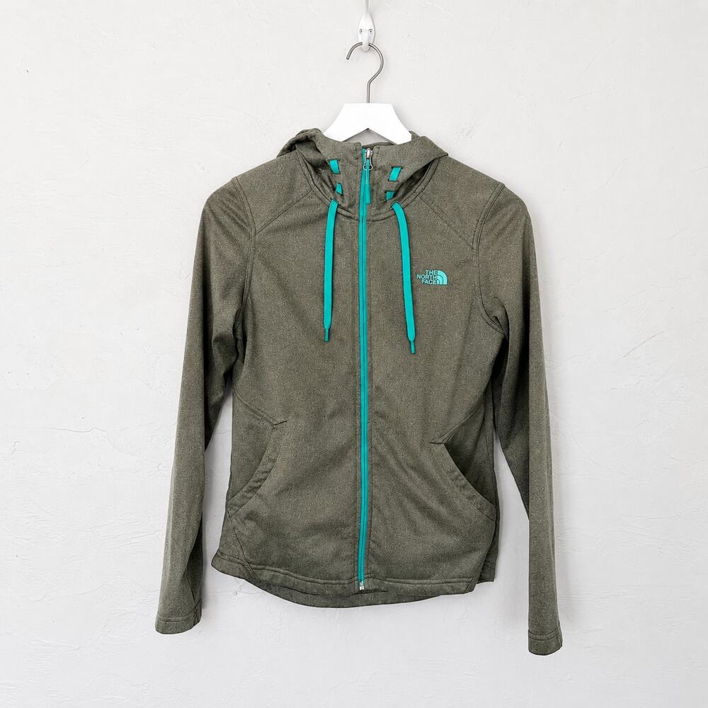 The North Face Gray Teal Full Zip Hooded Fleece Jacket Women’s Small